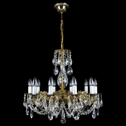 Casa Padrino Luxus Barock Kristall Kronleuchter Gold  60 x H. 58 cm - Prunkvolle Messing Kronleuchter mit b�hmischem Kristallglas - Barock M�bel - Edel & Prunkvoll