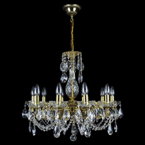 Casa Padrino Luxus Barock Kristall Kronleuchter Gold  61 x H. 56 cm - Prunkvolle Messing Kronleuchter mit b�hmischem Kristallglas - Barock M�bel - Edel & Prunkvoll
