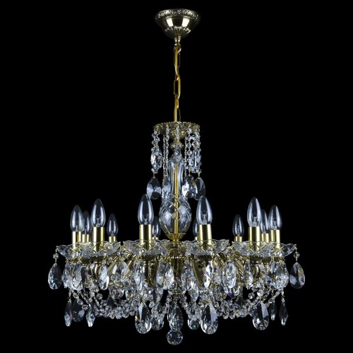 Casa Padrino Luxus Barock Kristall Kronleuchter Gold  61 x H. 56 cm - Prunkvolle Messing Kronleuchter mit b�hmischem Kristallglas - Barock M�bel - Edel & Prunkvoll