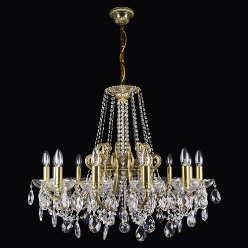 Casa Padrino Luxus Barock Kristall Kronleuchter Gold  62 x H. 65 cm - Prunkvolle Messing Kronleuchter mit b�hmischem Kristallglas - Barock M�bel - Edel & Prunkvoll