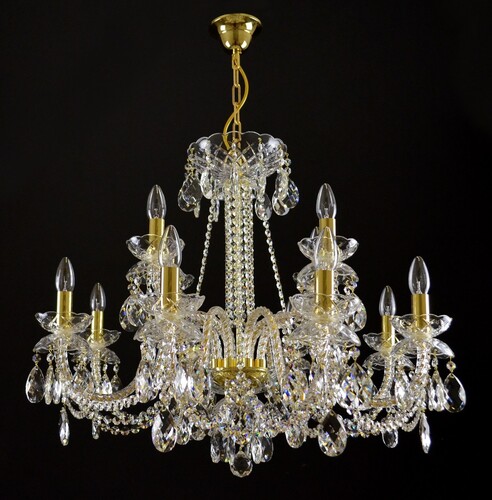 Casa Padrino Luxus Barock Kristall Kronleuchter Gold  64 x H. 68 cm - Prunkvolle Messing Kronleuchter mit b�hmischem Kristallglas - Barock M�bel - Edel & Prunkvoll