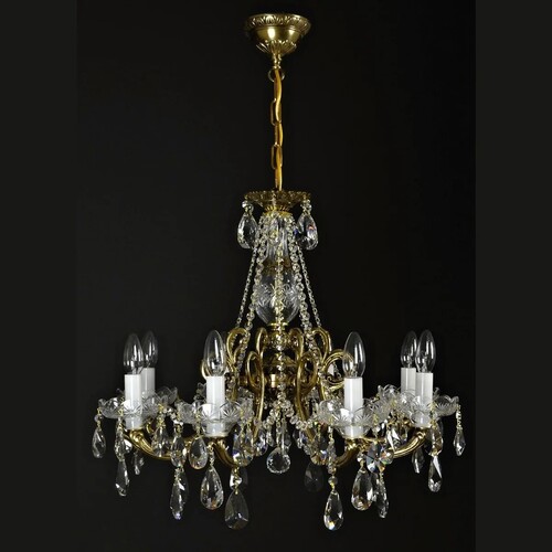 Casa Padrino Luxus Barock Kristall Kronleuchter Gold  65 x H. 48 cm - Prunkvolle Messing Kronleuchter mit b�hmischem Kristallglas - Barock M�bel - Edel & Prunkvoll