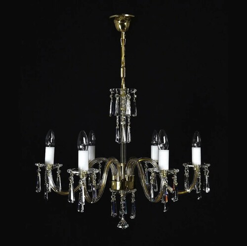 Casa Padrino Luxus Barock Kristall Kronleuchter Gold  65 x H. 50 cm - Prunkvolle Messing Kronleuchter mit b�hmischem Kristallglas - Barock M�bel - Edel & Prunkvoll