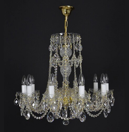 Casa Padrino Luxus Barock Kristall Kronleuchter Gold  65 x H. 52 cm - Prunkvolle Messing Kronleuchter mit b�hmischem Kristallglas - Barock M�bel - Edel & Prunkvoll