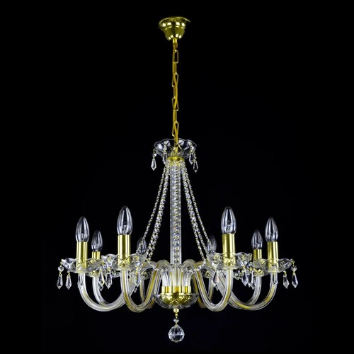 Casa Padrino Luxus Barock Kristall Kronleuchter Gold  65 x H. 55 cm - Prunkvolle Messing Kronleuchter mit b�hmischem Kristallglas - Barock M�bel - Edel & Prunkvoll