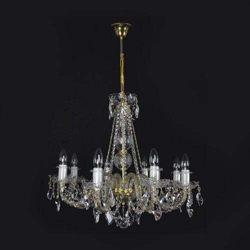 Casa Padrino Luxus Barock Kristall Kronleuchter Gold  65 x H. 58 cm - Prunkvolle Messing Kronleuchter mit b�hmischem Kristallglas - Barock M�bel - Edel & Prunkvoll