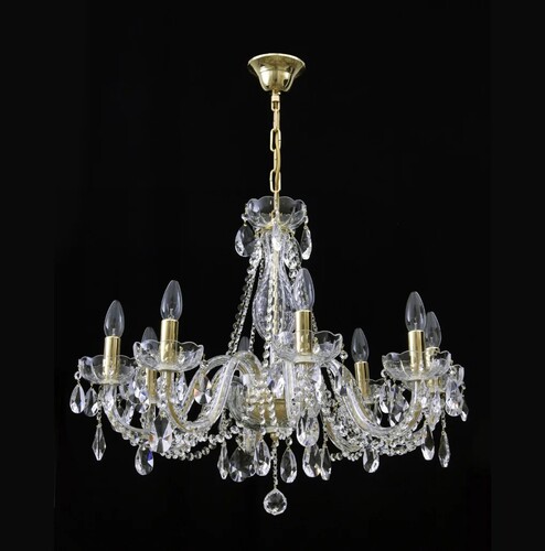 Casa Padrino Luxus Barock Kristall Kronleuchter Gold  65 x H. 60 cm - Prunkvolle Messing Kronleuchter mit b�hmischem Kristallglas - Barock M�bel - Edel & Prunkvoll