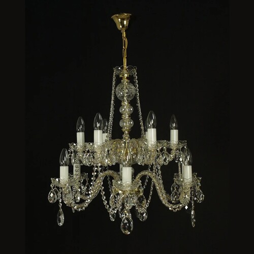Casa Padrino Luxus Barock Kristall Kronleuchter Gold  66 x H. 65 cm - Prunkvolle Messing Kronleuchter mit b�hmischem Kristallglas - Barock M�bel - Edel & Prunkvoll
