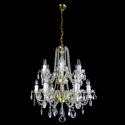 Casa Padrino Luxus Barock Kristall Kronleuchter Gold  66 x H. 68 cm - Prunkvolle Messing Kronleuchter mit b�hmischem Kristallglas - Barock M�bel - Edel & Prunkvoll