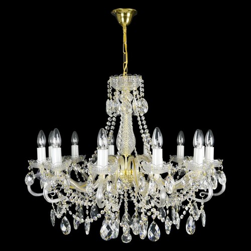 Casa Padrino Luxus Barock Kristall Kronleuchter Gold  66 x H. 75 cm - Prunkvolle Messing Kronleuchter mit b�hmischem Kristallglas - Barock M�bel - Edel & Prunkvoll