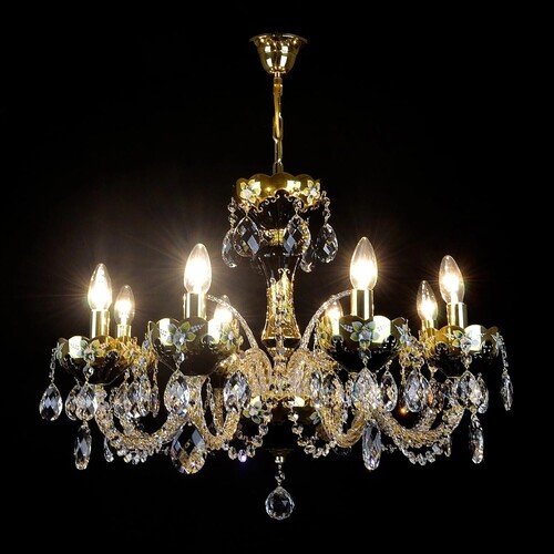 Casa Padrino Luxus Barock Kristall Kronleuchter Gold  68 x H. 52 cm - Prunkvolle Messing Kronleuchter mit b�hmischem Kristallglas - Barock M�bel - Edel & Prunkvoll