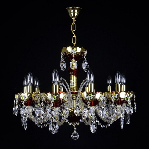 Casa Padrino Luxus Barock Kristall Kronleuchter Gold  68 x H. 52 cm - Prunkvolle Messing Kronleuchter mit b�hmischem Kristallglas - Barock M�bel - Edel & Prunkvoll