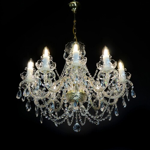 Casa Padrino Luxus Barock Kristall Kronleuchter Gold  70 x H. 61 cm - Prunkvolle Messing Kronleuchter mit b�hmischem Kristallglas - Barock M�bel - Edel & Prunkvoll