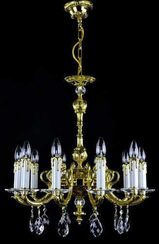 Casa Padrino Luxus Barock Kronleuchter Gold  60 x H. 61 cm - Prunkvoller Messing Kronleuchter mit B�hmischem Kristallglas - Edel & Prunkvoll