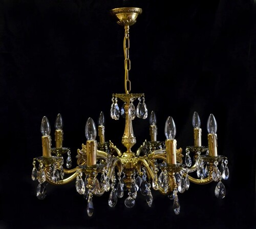 Casa Padrino Luxus Barock Kristall Kronleuchter Gold  72 x H. 44 cm - Prunkvolle Messing Kronleuchter mit b�hmischem Kristallglas - Barock M�bel - Edel & Prunkvoll