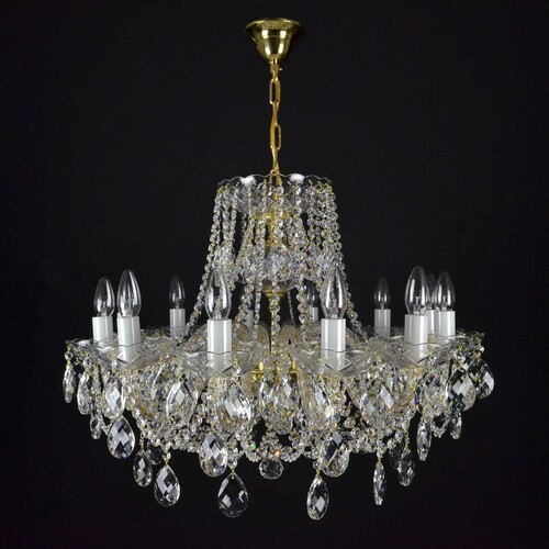 Casa Padrino Luxus Barock Kristall Kronleuchter Gold  72 x H. 48 cm - Prunkvolle Messing Kronleuchter mit b�hmischem Kristallglas - Barock M�bel - Edel & Prunkvoll