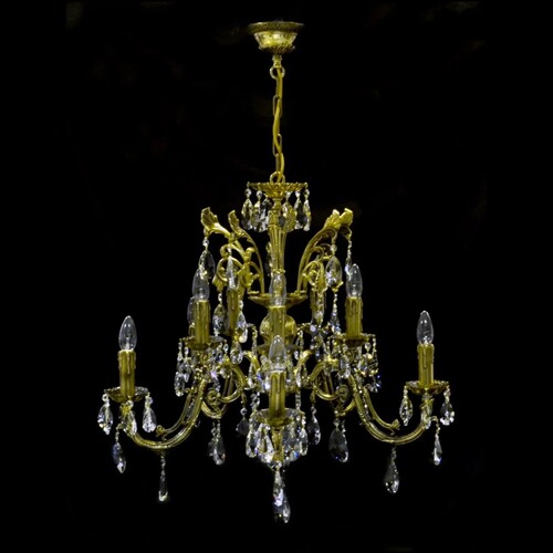 Casa Padrino Luxus Barock Kristall Kronleuchter Gold  72 x H. 61 cm - Prunkvolle Messing Kronleuchter mit b�hmischem Kristallglas - Barock M�bel - Edel & Prunkvoll