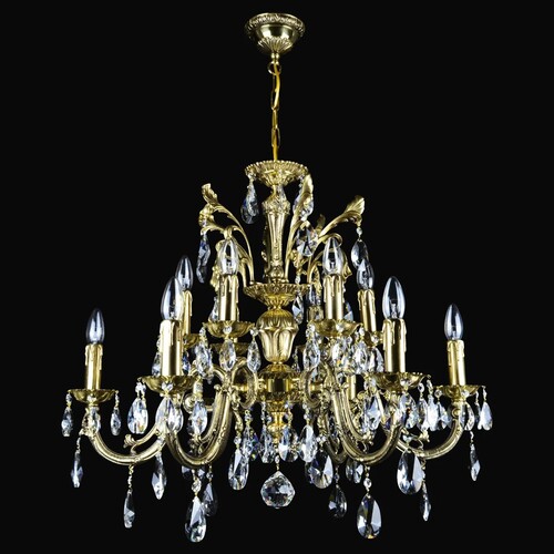 Casa Padrino Luxus Barock Kristall Kronleuchter Gold  74 x H. 61 cm - Prunkvolle Messing Kronleuchter mit b�hmischem Kristallglas - Barock M�bel - Edel & Prunkvoll