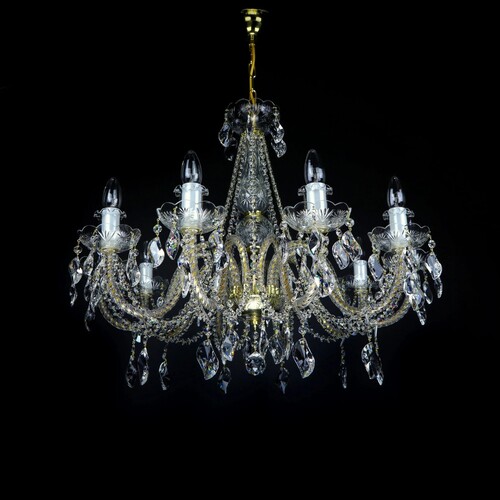 Casa Padrino Luxus Barock Kristall Kronleuchter Gold  75 x H. 58 cm - Prunkvolle Messing Kronleuchter mit b�hmischem Kristallglas - Barock M�bel - Edel & Prunkvoll