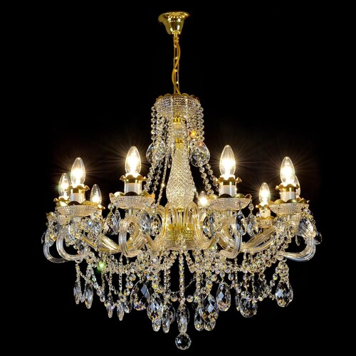 Casa Padrino Luxus Barock Kristall Kronleuchter Gold  75 x H. 69 cm - Prunkvolle Messing Kronleuchter mit b�hmischem Kristallglas - Barock M�bel - Edel & Prunkvoll