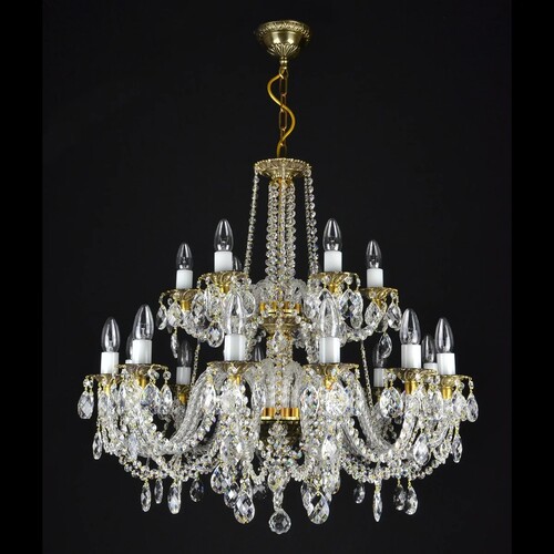Casa Padrino Luxus Barock Kristall Kronleuchter Gold  75 x H. 78 cm - Prunkvolle Messing Kronleuchter mit b�hmischem Kristallglas - Barock M�bel - Edel & Prunkvoll
