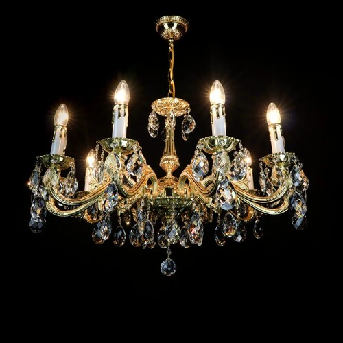 Casa Padrino Luxus Barock Kristall Kronleuchter Gold  76 x H. 47 cm - Prunkvolle Messing Kronleuchter mit b�hmischem Kristallglas - Barock M�bel - Edel & Prunkvoll
