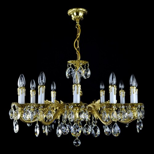 Casa Padrino Luxus Barock Kristall Kronleuchter Gold  76 x H. 47 cm - Prunkvolle Messing Kronleuchter mit b�hmischem Kristallglas - Barock M�bel - Edel & Prunkvoll