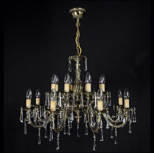Casa Padrino Luxus Barock Kristall Kronleuchter Gold  76 x H. 58 cm - Prunkvolle Messing Kronleuchter mit b�hmischem Kristallglas - Barock M�bel - Edel & Prunkvoll