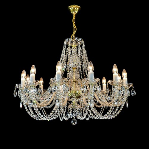 Casa Padrino Luxus Barock Kristall Kronleuchter Gold  77 x H. 47 cm - Prunkvolle Messing Kronleuchter mit b�hmischem Kristallglas - Barock M�bel - Edel & Prunkvoll