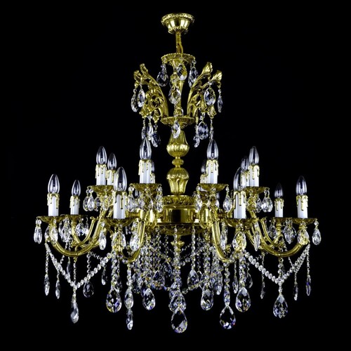 Casa Padrino Luxus Barock Kristall Kronleuchter Gold  78 x H. 65 cm - Prunkvolle Messing Kronleuchter mit b�hmischem Kristallglas - Barock M�bel - Edel & Prunkvoll