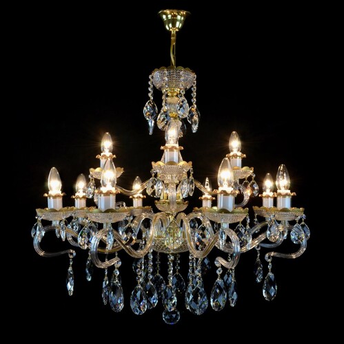 Casa Padrino Luxus Barock Kristall Kronleuchter Gold  78 x H. 73 cm - Prunkvolle Messing Kronleuchter mit b�hmischem Kristallglas - Barock M�bel - Edel & Prunkvoll