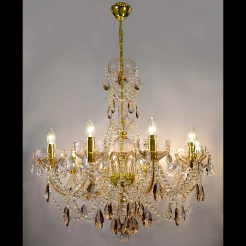 Casa Padrino Luxus Barock Kristall Kronleuchter Gold  78 x H. 82 cm - Prunkvolle Messing Kronleuchter mit b�hmischem Kristallglas - Barock M�bel - Edel & Prunkvoll