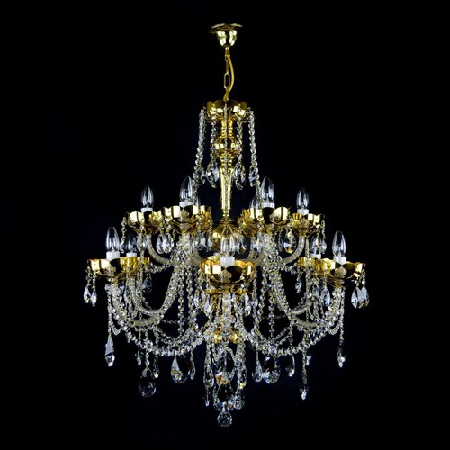 Casa Padrino Luxus Barock Kristall Kronleuchter Gold  78 x H. 88 cm - Prunkvolle Messing Kronleuchter mit b�hmischem Kristallglas - Barock M�bel - Edel & Prunkvoll