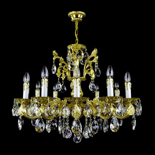 Casa Padrino Luxus Barock Kristall Kronleuchter Gold  80 x H. 60 cm - Prunkvolle Messing Kronleuchter mit b�hmischem Kristallglas - Barock M�bel - Edel & Prunkvoll