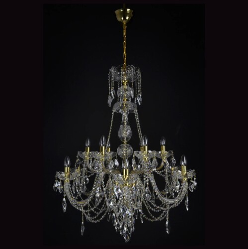 Casa Padrino Luxus Barock Kristall Kronleuchter Gold  80 x H. 60 cm - Prunkvolle Messing Kronleuchter mit b�hmischem Kristallglas - Barock M�bel - Edel & Prunkvoll