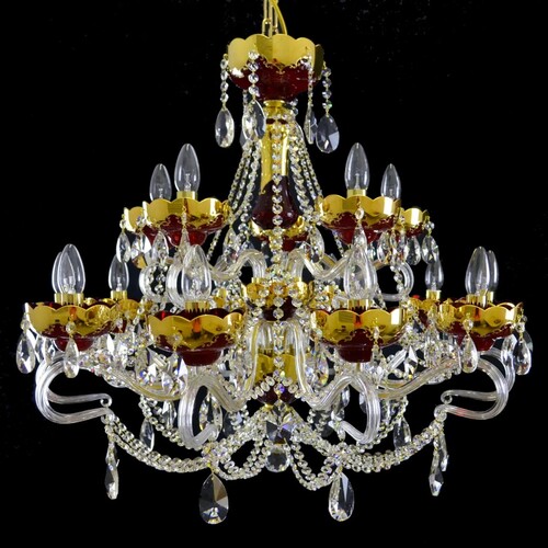 Casa Padrino Luxus Barock Kristall Kronleuchter Gold  80 x H. 64 cm - Prunkvolle Messing Kronleuchter mit b�hmischem Kristallglas - Barock M�bel - Edel & Prunkvoll