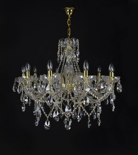 Casa Padrino Luxus Barock Kristall Kronleuchter Gold  80 x H. 65 cm - Prunkvolle Messing Kronleuchter mit b�hmischem Kristallglas - Barock M�bel - Edel & Prunkvoll