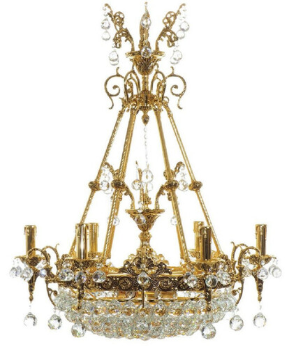 Casa Padrino Luxus Barock Kristall Kronleuchter Gold  80 x H. 110 cm - Prunkvoller Messing Kronleuchter mit edlem Kristallglas - Barock Wohnzimmer Kronleuchter - Barock Hotel Kronleuchter