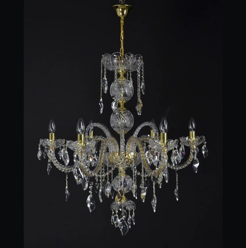 Casa Padrino Luxus Barock Kristall Kronleuchter Gold  82 x H. 88 cm - Prunkvolle Messing Kronleuchter mit b�hmischem Kristallglas - Barock M�bel - Edel & Prunkvoll
