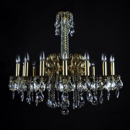Casa Padrino Luxus Barock Kristall Kronleuchter Gold  85 x H. 72 cm - Prunkvolle Messing Kronleuchter mit b�hmischem Kristallglas - Barock M�bel - Edel & Prunkvoll