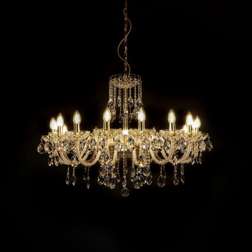 Casa Padrino Luxus Barock Kristall Kronleuchter Gold  88 x H. 65 cm - Prunkvolle Messing Kronleuchter mit b�hmischem Kristallglas - Barock M�bel - Edel & Prunkvoll