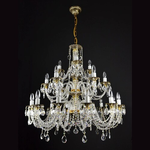 Casa Padrino Luxus Barock Kristall Kronleuchter Gold  90 x H. 100 cm - Prunkvolle Messing Kronleuchter mit b�hmischem Kristallglas - Barock M�bel - Edel & Prunkvoll