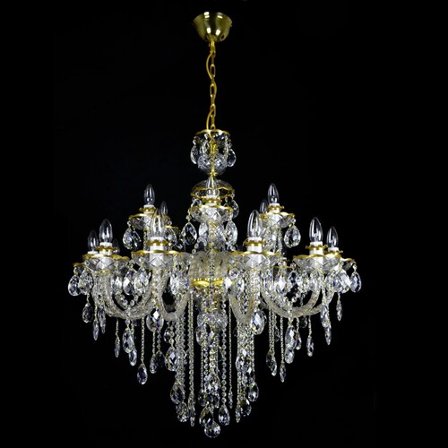 Casa Padrino Luxus Barock Kristall Kronleuchter Gold  90 x H. 105 cm - Prunkvolle Messing Kronleuchter mit b�hmischem Kristallglas - Barock M�bel - Edel & Prunkvoll