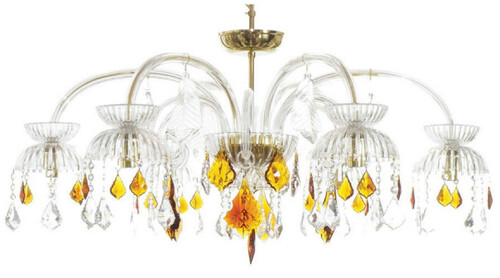 Casa Padrino Luxus Barock Kristall Kronleuchter Bernsteinfarben / Gold  100 x H. 50 cm - Prunkvoller Kronleuchter mit edlem Kristallglas - Edel & Prunkvoll