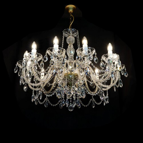 Casa Padrino Luxus Barock Kristall Kronleuchter Gold  90 x H. 72 cm - Prunkvolle Messing Kronleuchter mit b�hmischem Kristallglas - Barock M�bel - Edel & Prunkvoll