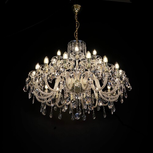 Casa Padrino Luxus Barock Kristall Kronleuchter Gold  90 x H. 77 cm - Prunkvolle Messing Kronleuchter mit b�hmischem Kristallglas - Barock M�bel - Edel & Prunkvoll