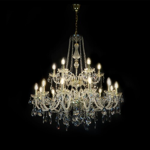 Casa Padrino Luxus Barock Kristall Kronleuchter Gold  92 x H. 95 cm - Prunkvolle Messing Kronleuchter mit b�hmischem Kristallglas - Barock M�bel - Edel & Prunkvoll