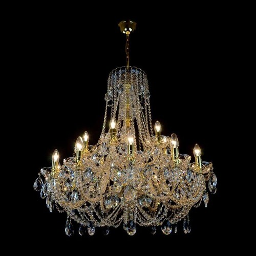 Casa Padrino Luxus Barock Kristall Kronleuchter Gold  95 x H. 58 cm - Prunkvolle Messing Kronleuchter mit b�hmischem Kristallglas - Barock M�bel - Edel & Prunkvoll