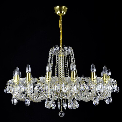 Casa Padrino Luxus Barock Kristall Kronleuchter Gold  95 x H. 60 cm - Prunkvolle Messing Kronleuchter mit b�hmischem Kristallglas - Barock M�bel - Edel & Prunkvoll