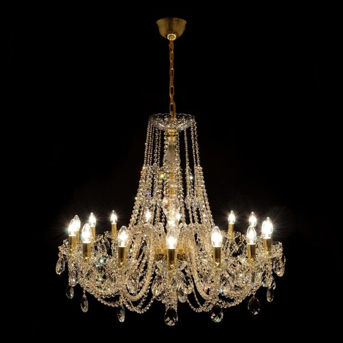 Casa Padrino Luxus Barock Kristall Kronleuchter Gold  95 x H. 84 cm - Prunkvolle Messing Kronleuchter mit b�hmischem Kristallglas - Barock M�bel - Edel & Prunkvoll